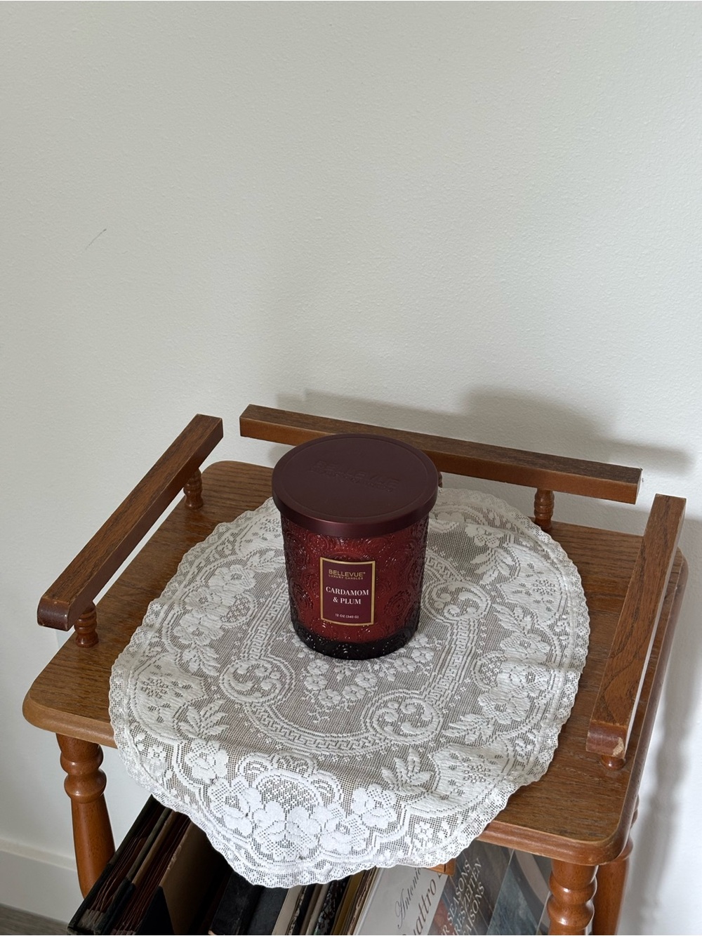 Woodwick Cardamom & Plum Candle - Deep Burgundy Glass